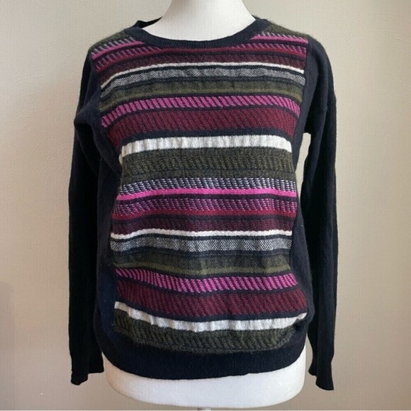 J. CREW wool rabbit hair blend preppy academia retro striped sweater stripe XS/S - Picture 2 of 10